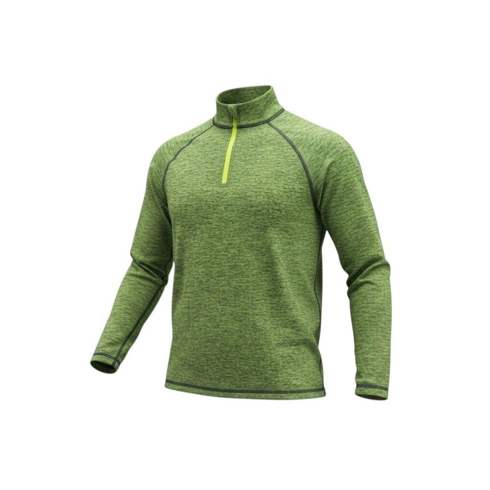 Xersion Girls L 14/16 Green Space Dye Quarter Zip Athletic Top Quick-Dri